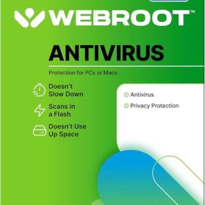 Webroot Antivirus Software 2025 | 3 Device | 1 Year PC/Mac with Keycard